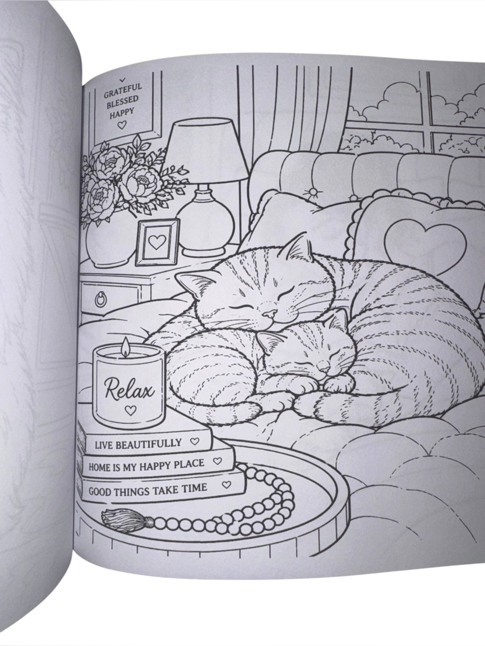 Cozy Cats Adult Coloring Book - Coral & Cream Cover - Picture 3 of 6